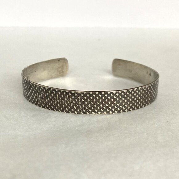 Oxidized Sterling Silver 925 Artisan A&M 10.5MM Textured Cuff Bracelet Sz 7.5" - Picture 4 of 16